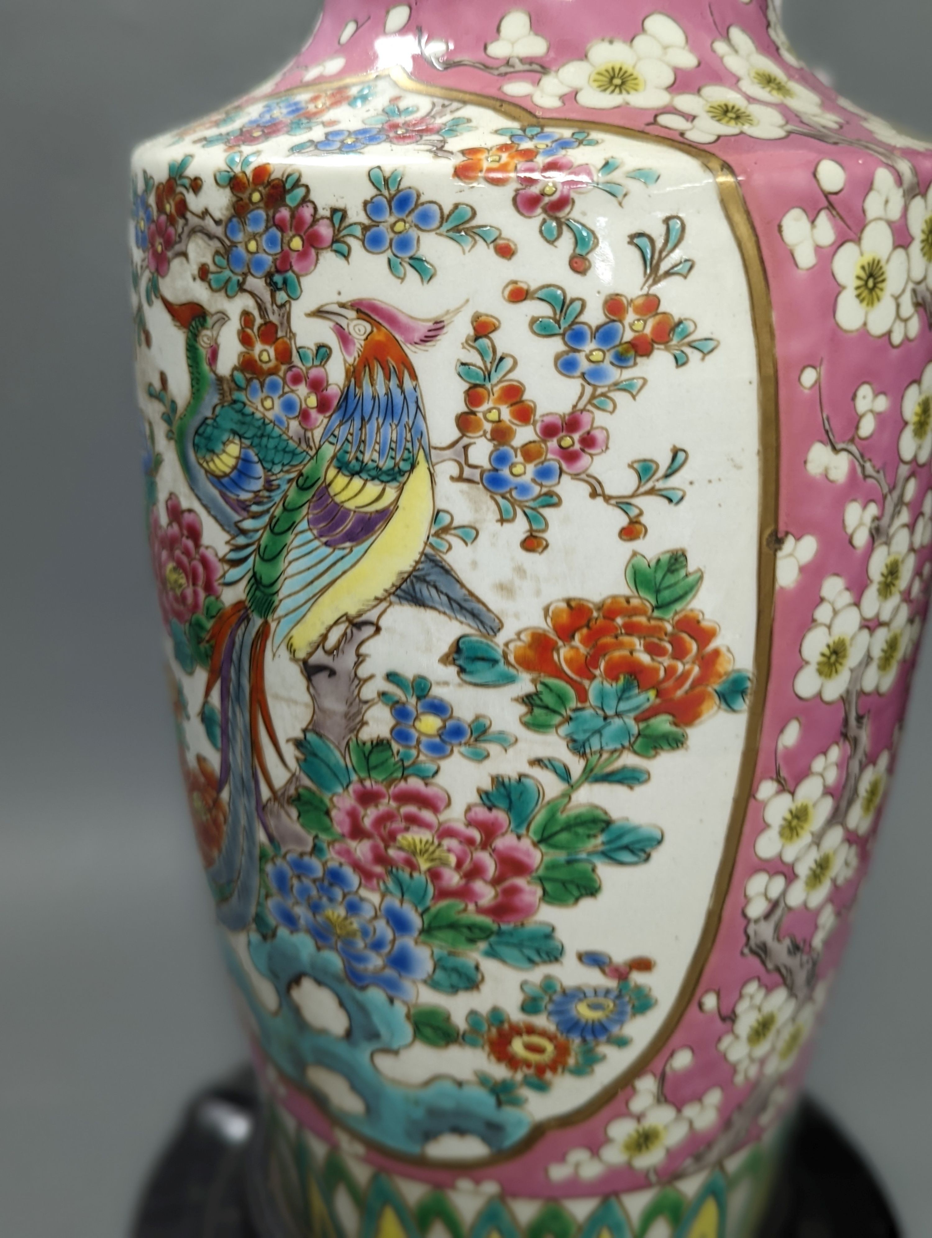 A Japanese porcelain jar and cover and a similar vase converted to a lamp, Table lamp 70 cms including stand and light fitting.